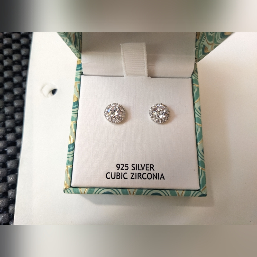 NWOT Lake + Gray Silver Halo Stud Earrings - Picture 6 of 12